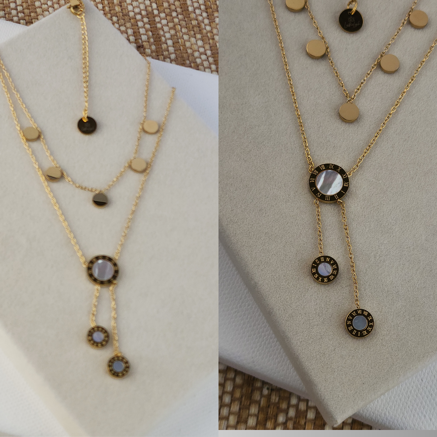 Celestial Circle Necklace – 18K Gold Plated white full moon charm