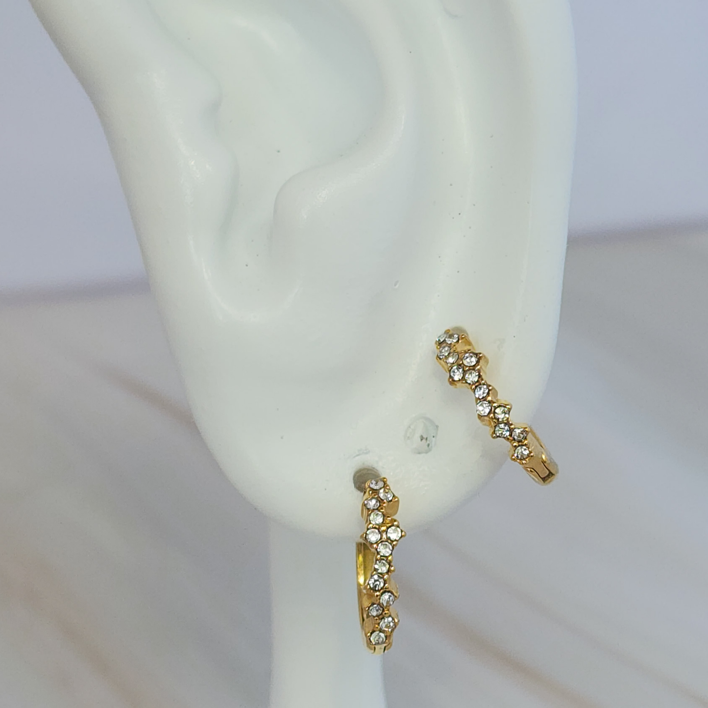 Golden Halo Hoops – Cubic Zirconia Sparkle Dainty Gold-Plated