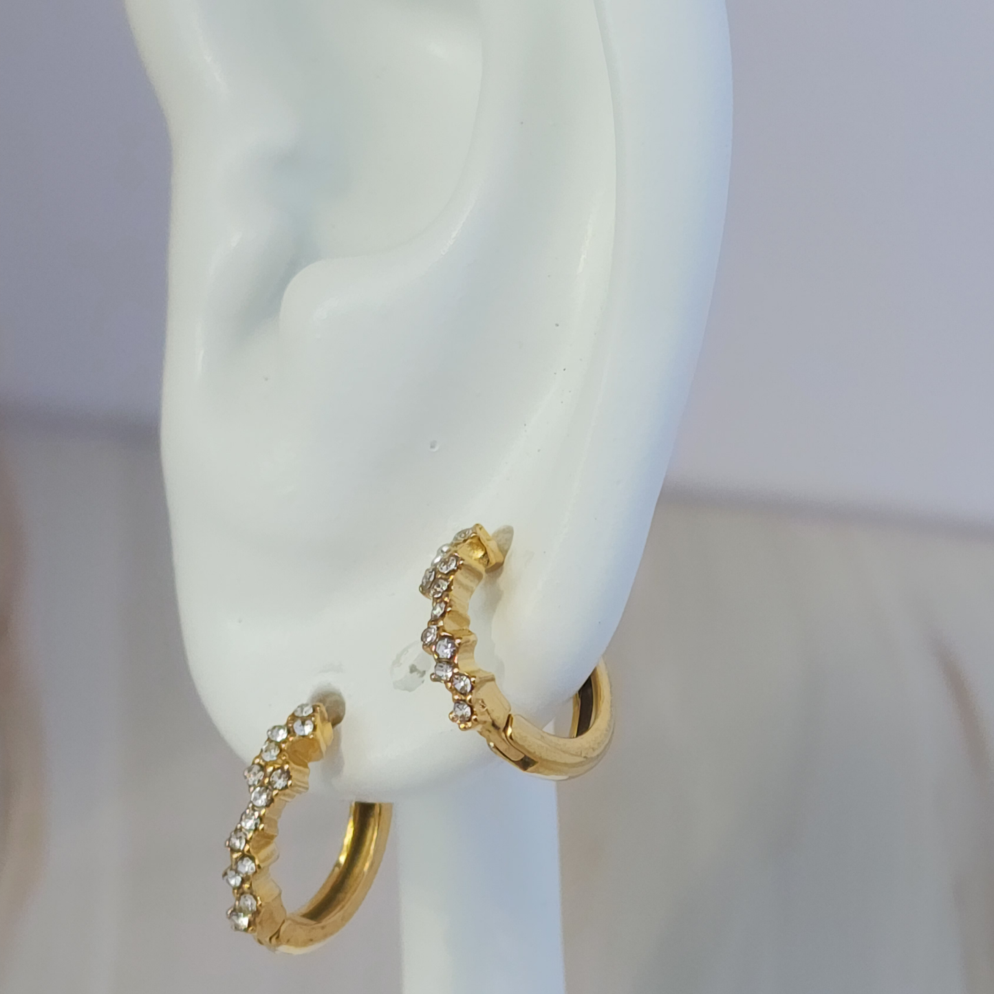 Golden Halo Hoops – Cubic Zirconia Sparkle Dainty Gold-Plated