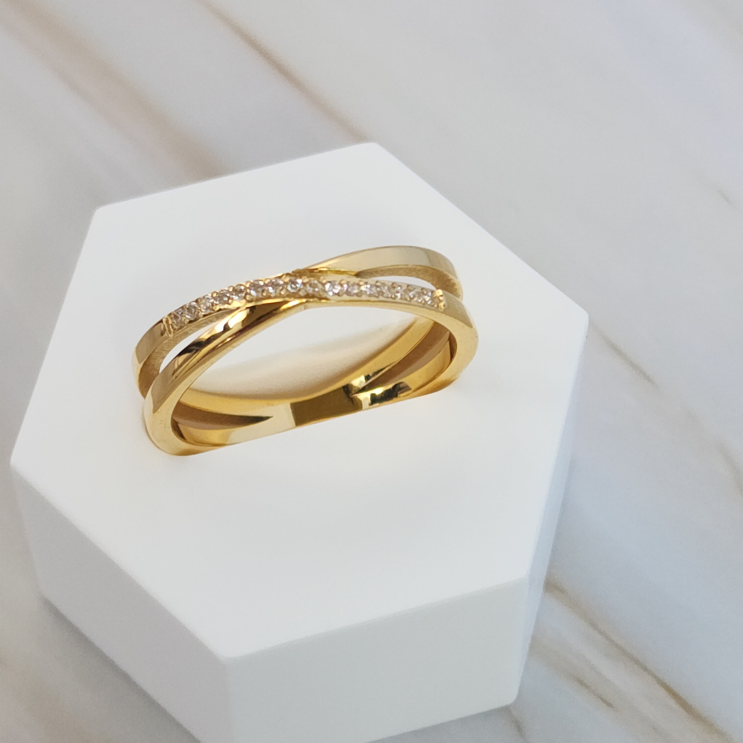 Serenity Spark Ring – Dainty Zircon Accent in 18K Gold plated