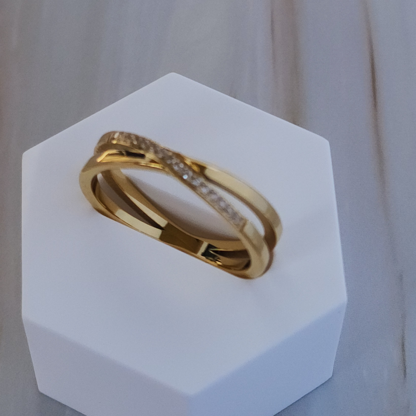 Serenity Spark Ring – Dainty Zircon Accent in 18K Gold plated