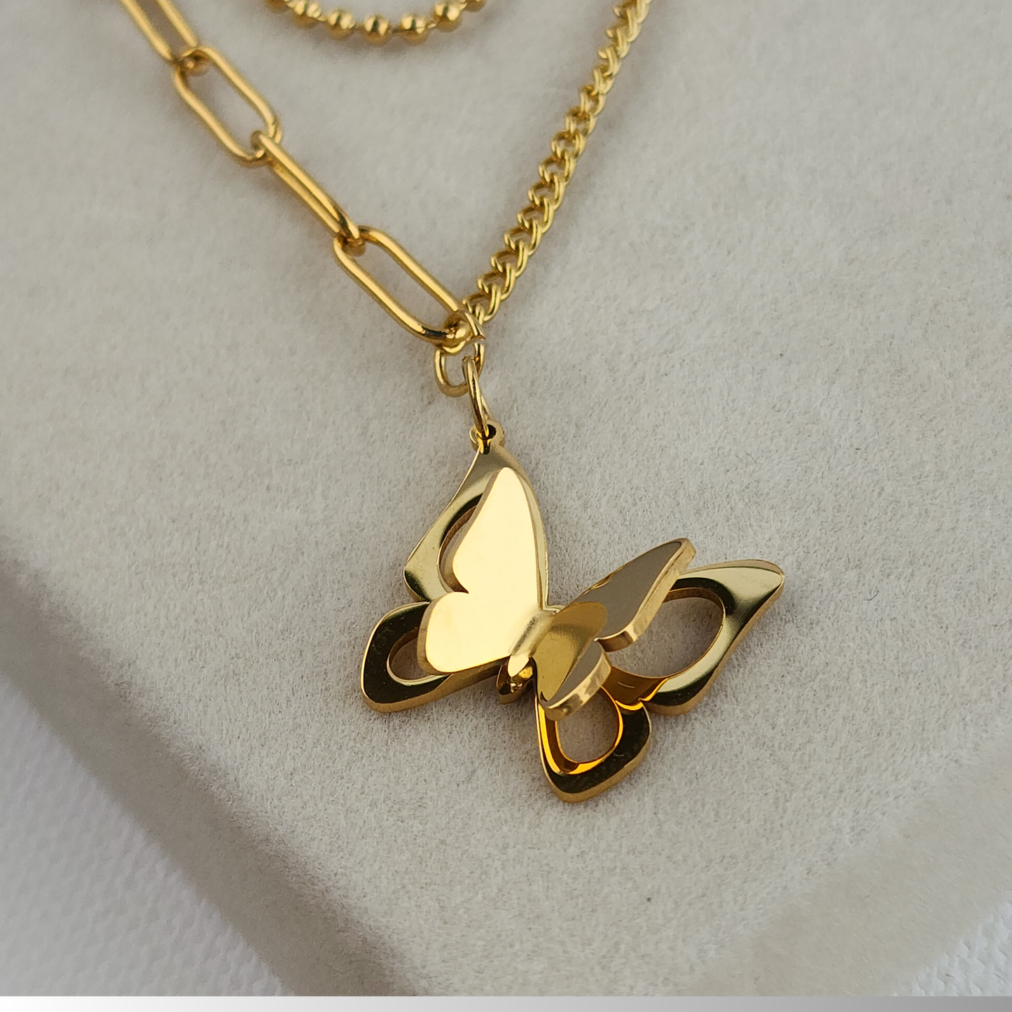 Butterfly Whispers Necklace – two petite butterfly charms 18K Gold-Plated