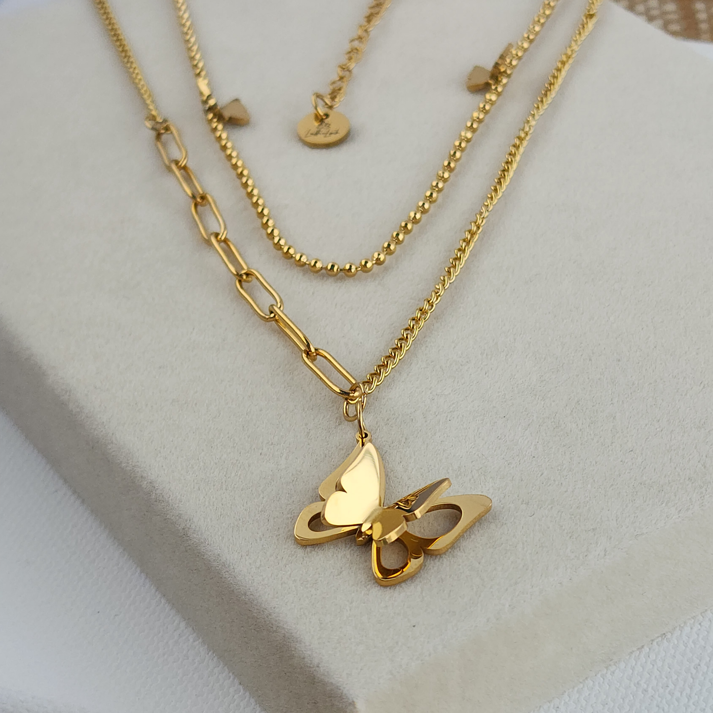 Butterfly Whispers Necklace – two petite butterfly charms 18K Gold-Plated