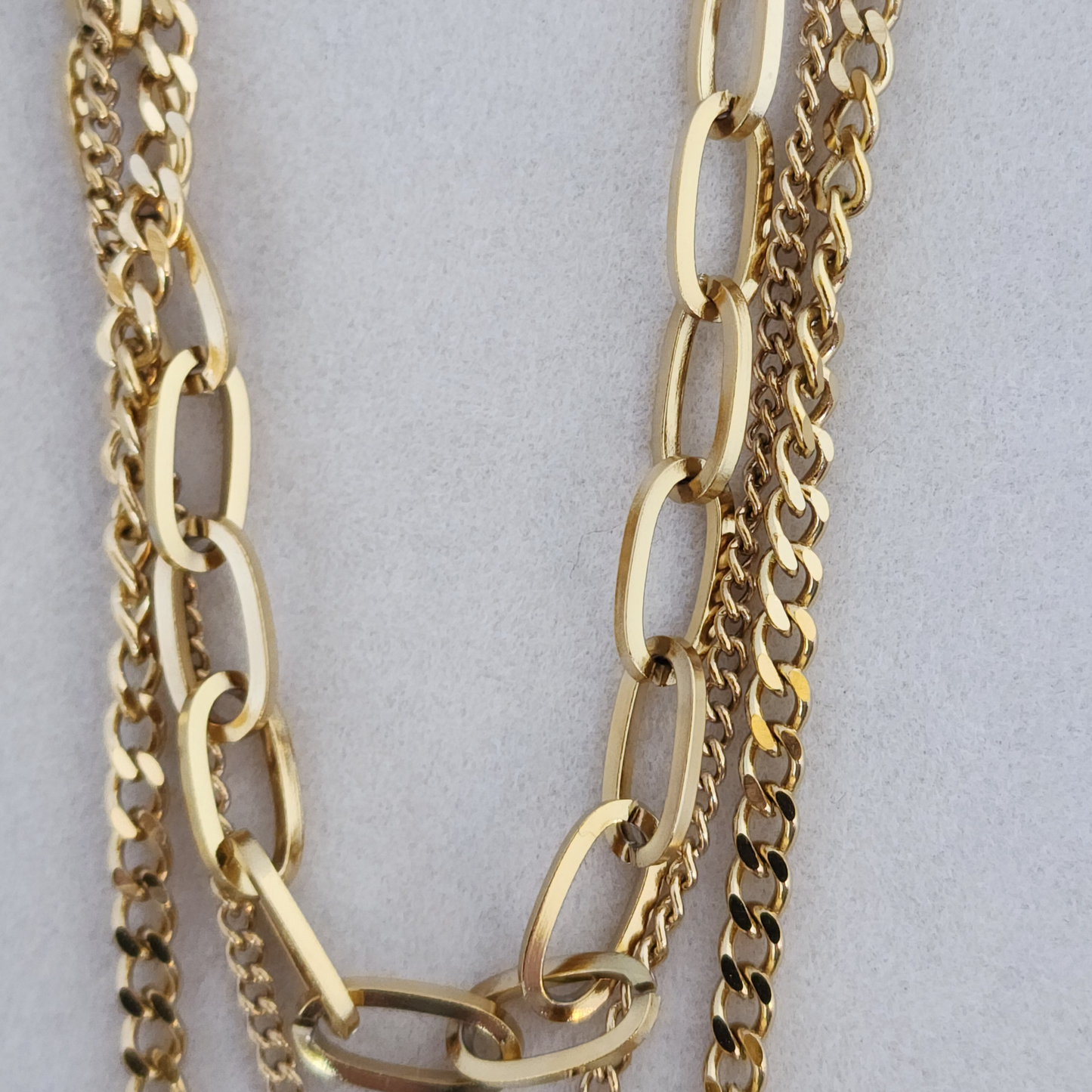 W Empress Necklace – Layered Gold-Toned Trio with Initial & Merci La Vie Pendant