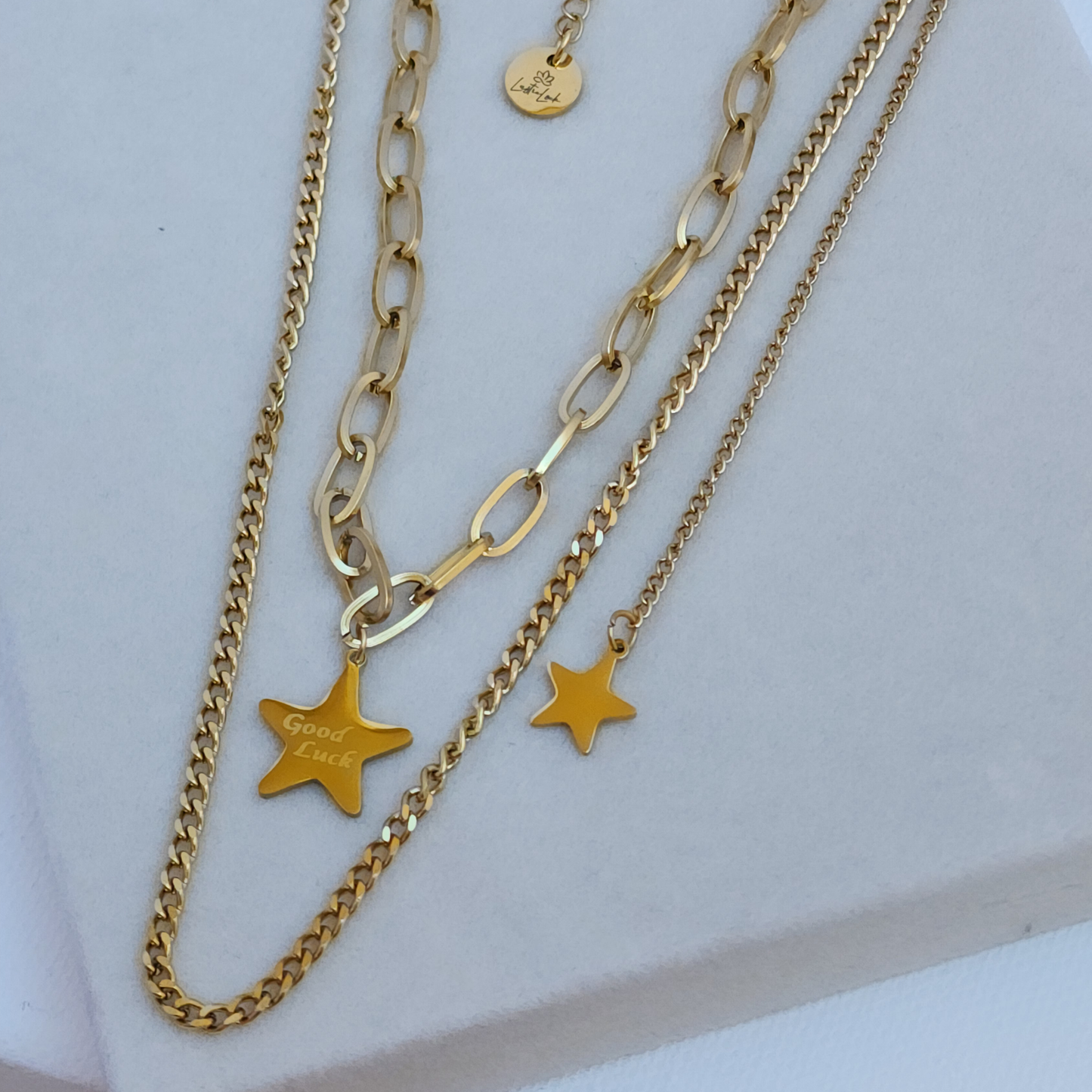 Stellar Voyage Necklace – Multi-Layered Gold-Toned Star Pendant Necklace