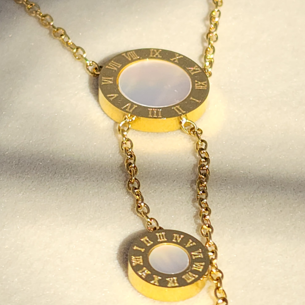 Celestial Circle Necklace – 18K Gold Plated white full moon charm