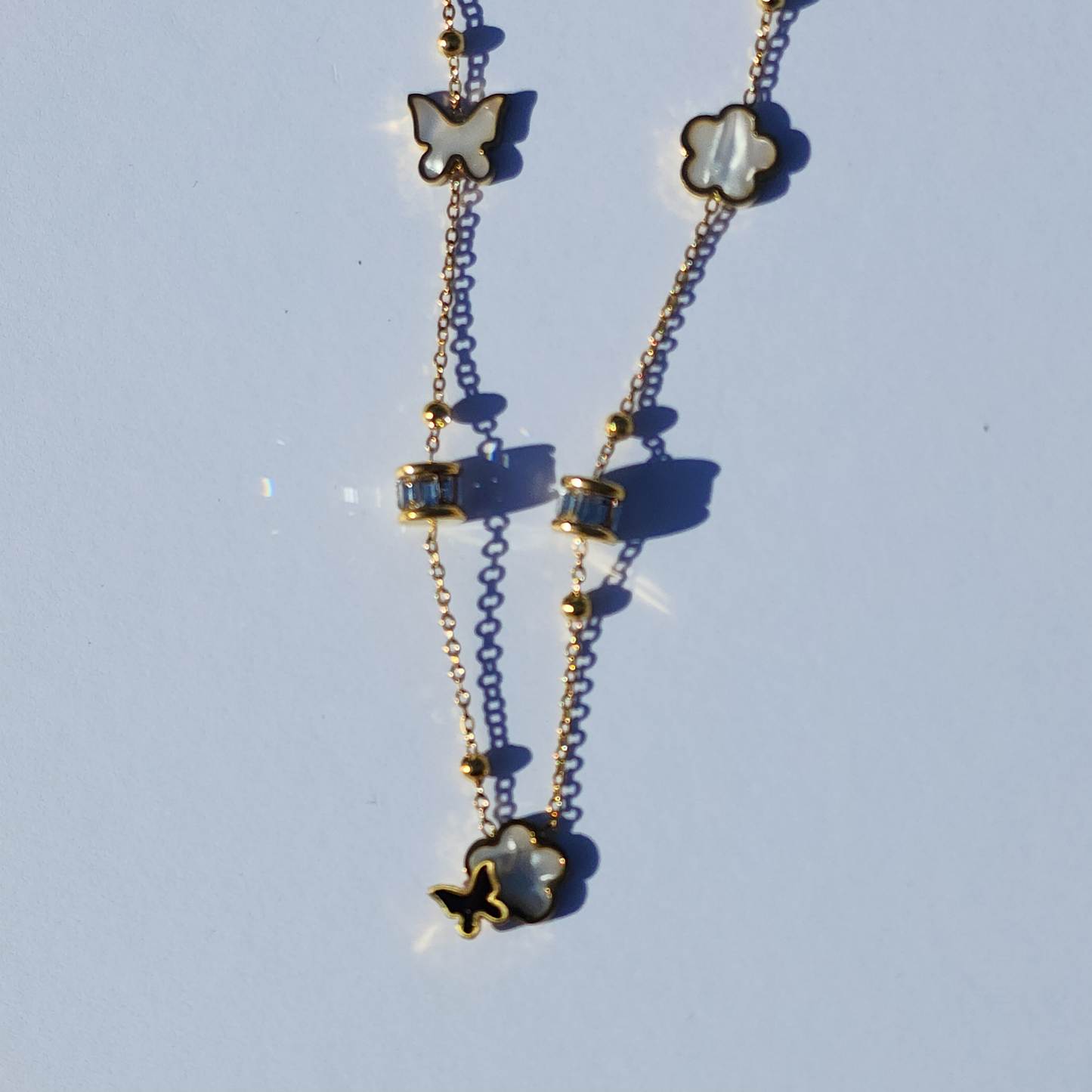 Golden Flutter Necklace – 18K Gold-Plated Heart & Butterfly Charm