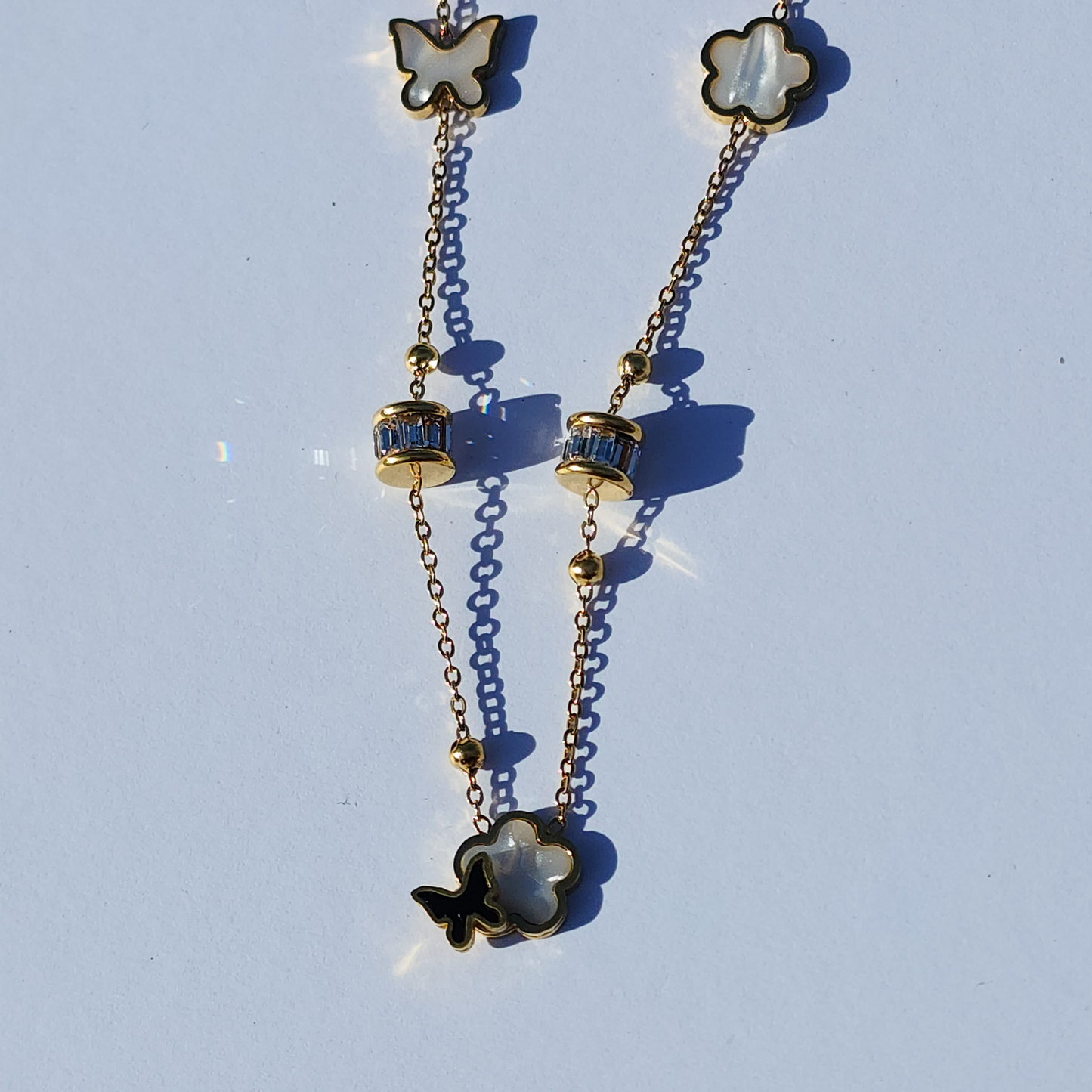 Golden Flutter Necklace – 18K Gold-Plated Heart & Butterfly Charm