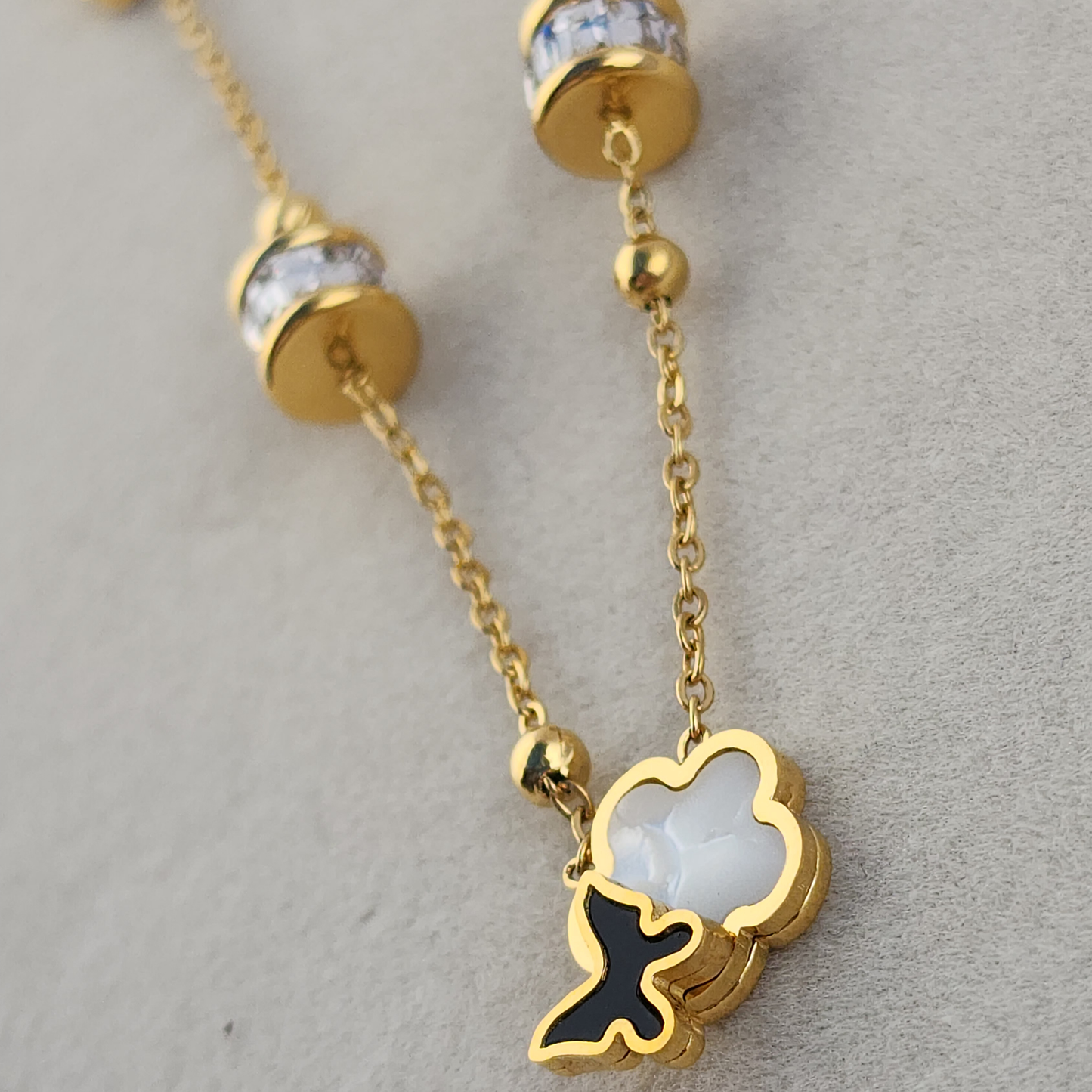 Golden Flutter Necklace – 18K Gold-Plated Heart & Butterfly Charm
