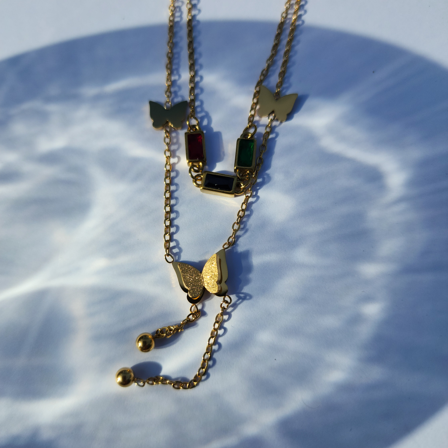 Regal Bloom Necklace – 18K Gold Plated delicate butterfly charm