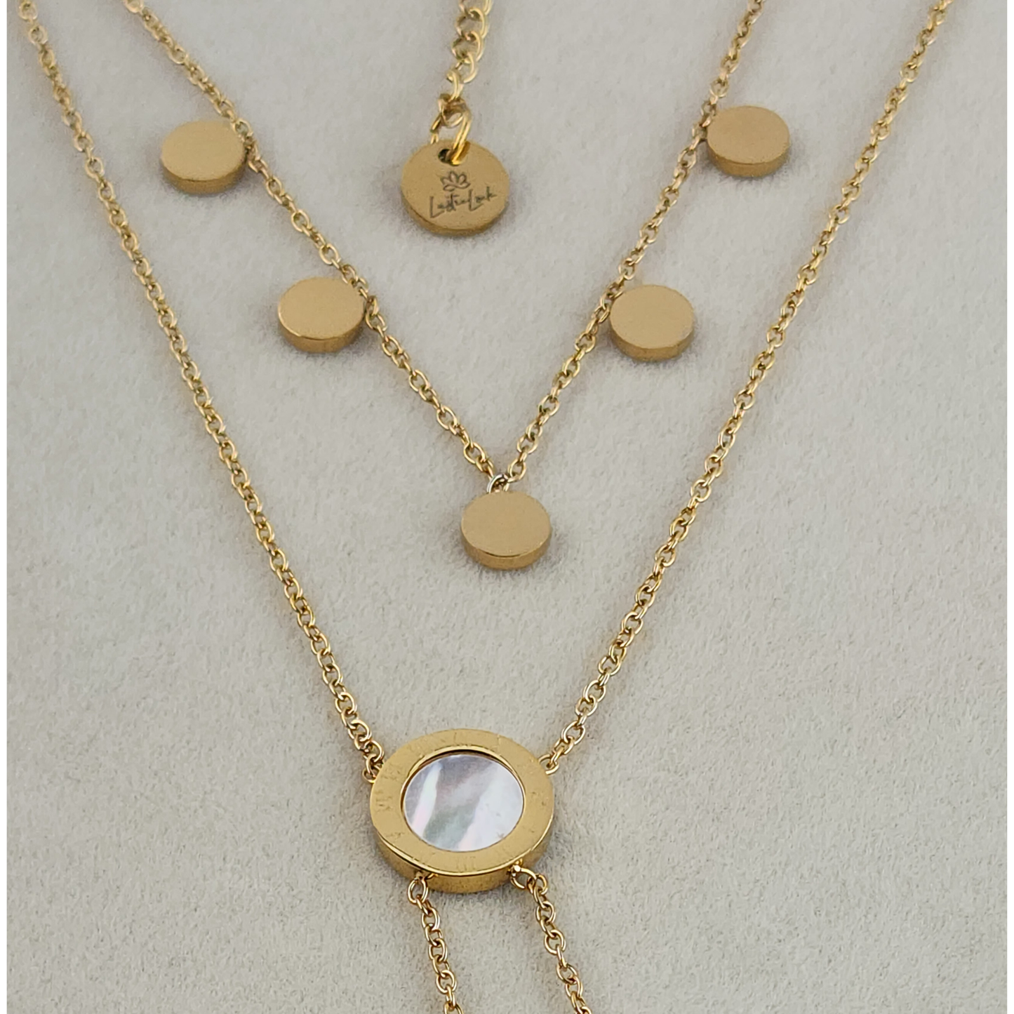 Celestial Circle Necklace – 18K Gold Plated white full moon charm