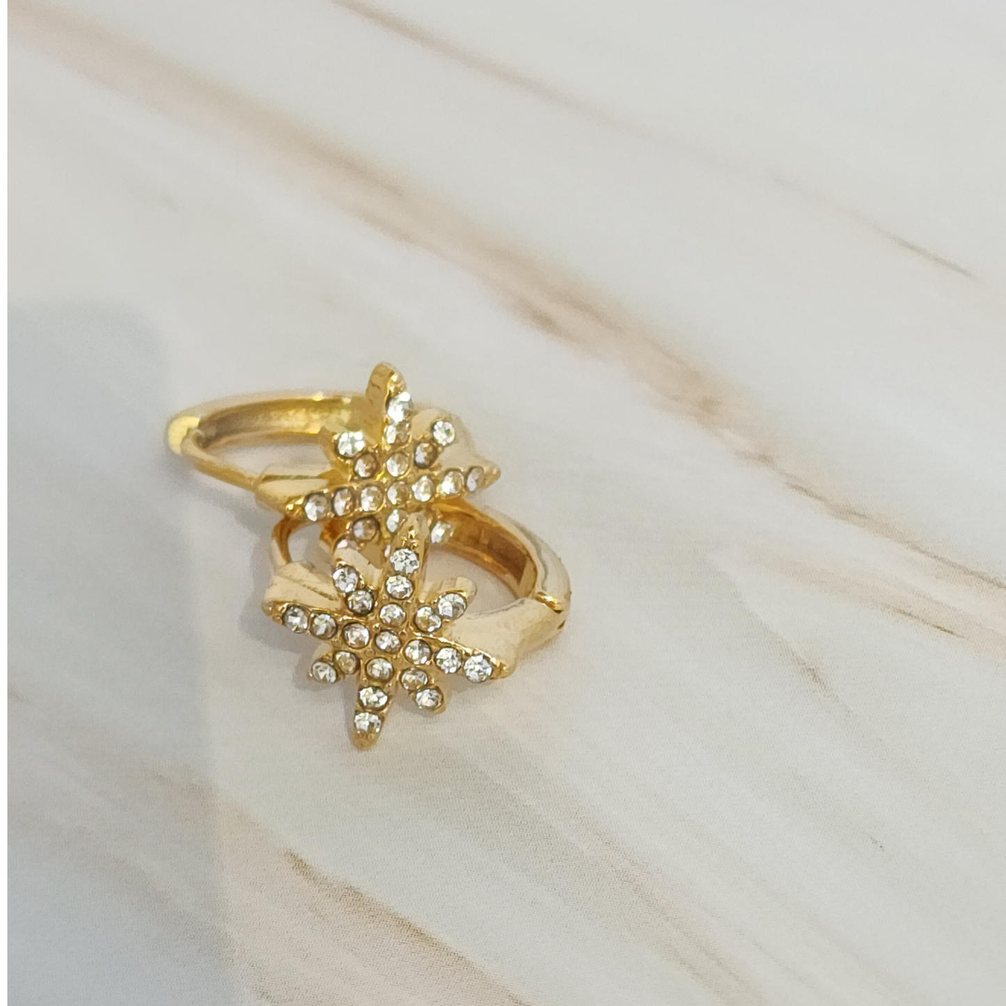 Stellar Radiance Hoops – Gold Mini Hoops with Star-Cut Zircon Shine