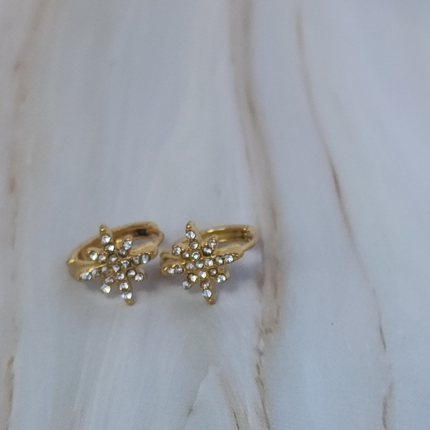 Stellar Radiance Hoops – Gold Mini Hoops with Star-Cut Zircon Shine
