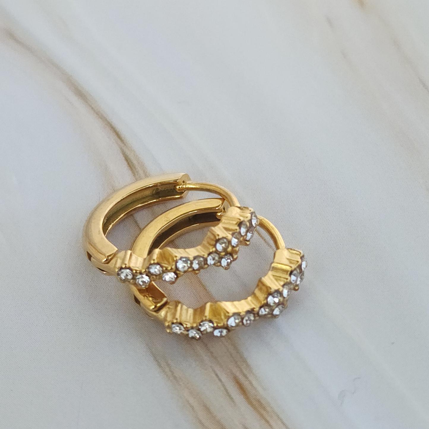 Golden Halo Hoops – Cubic Zirconia Sparkle Dainty Gold-Plated