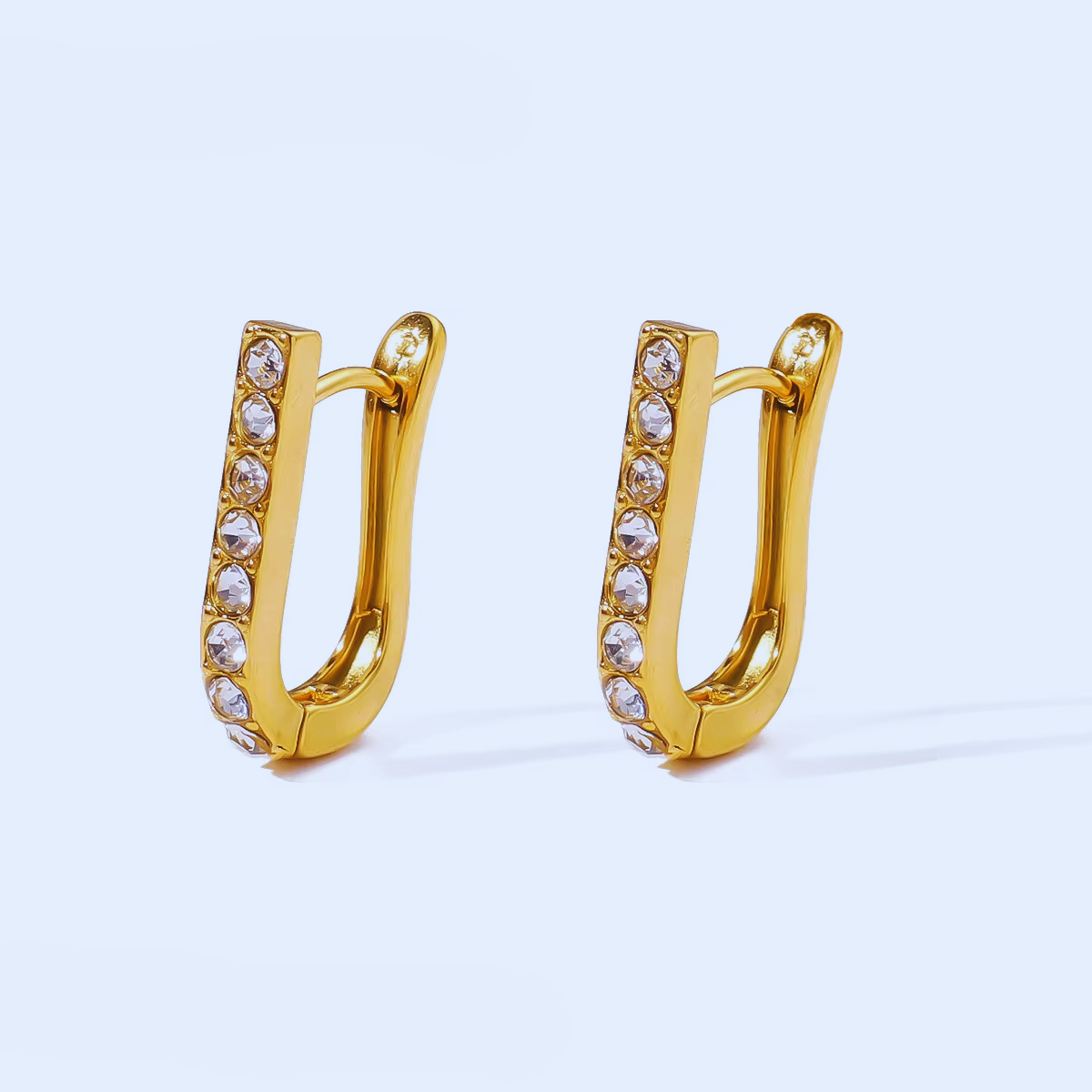 Gleam Curve Hoops – Gold-Toned Mini Hoops with Sparkling Zircon Accents