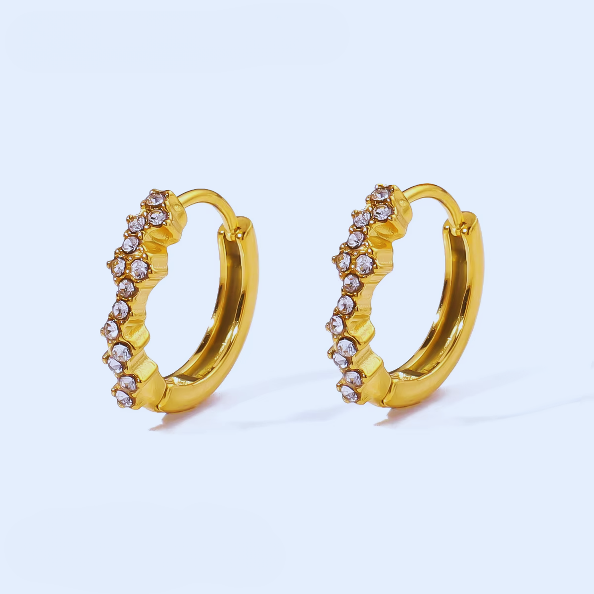 Golden Halo Hoops – Cubic Zirconia Sparkle Dainty Gold-Plated