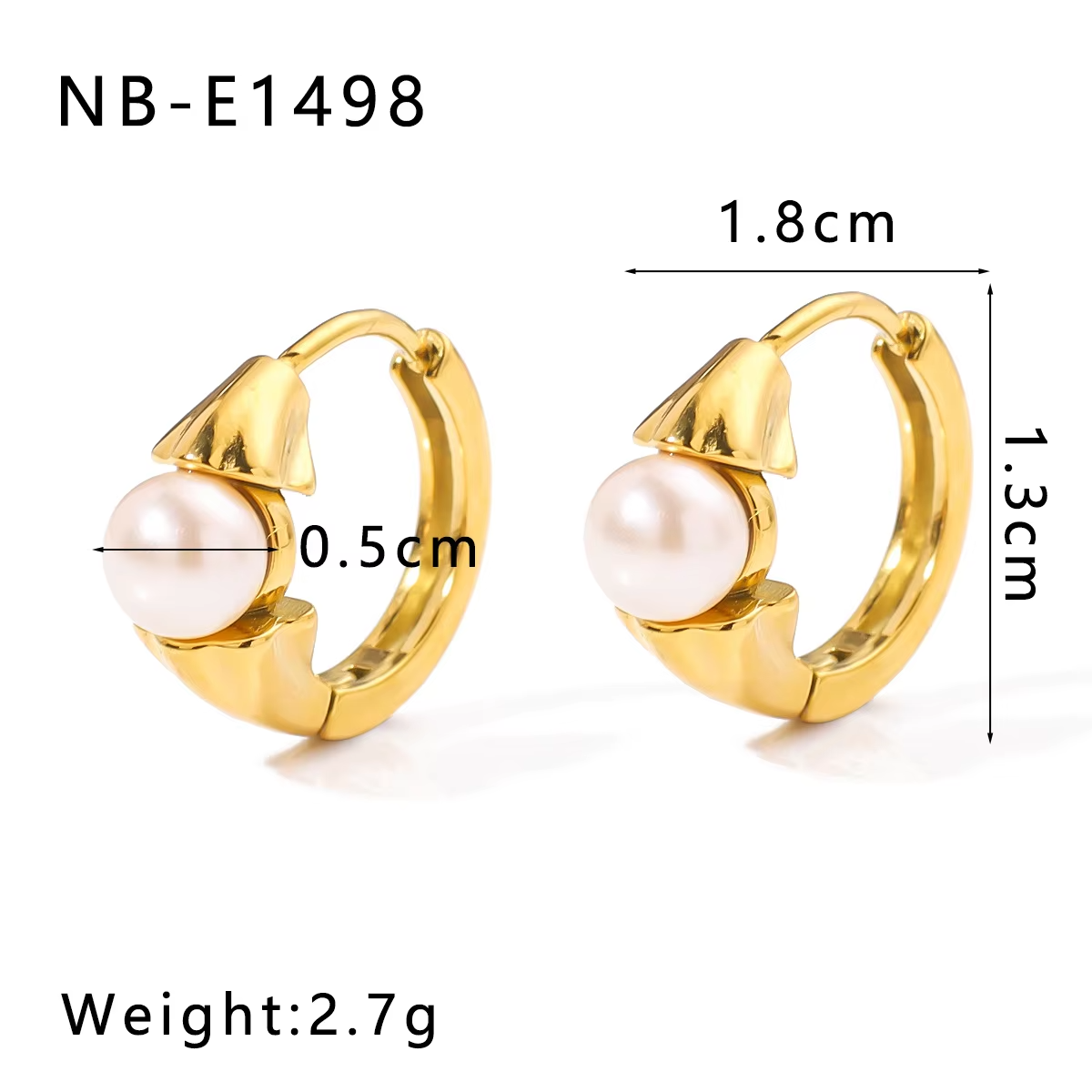 Golden Glow Pearl Hoops – 18K Gold-Toned Earrings with Elegant Pearl Accent