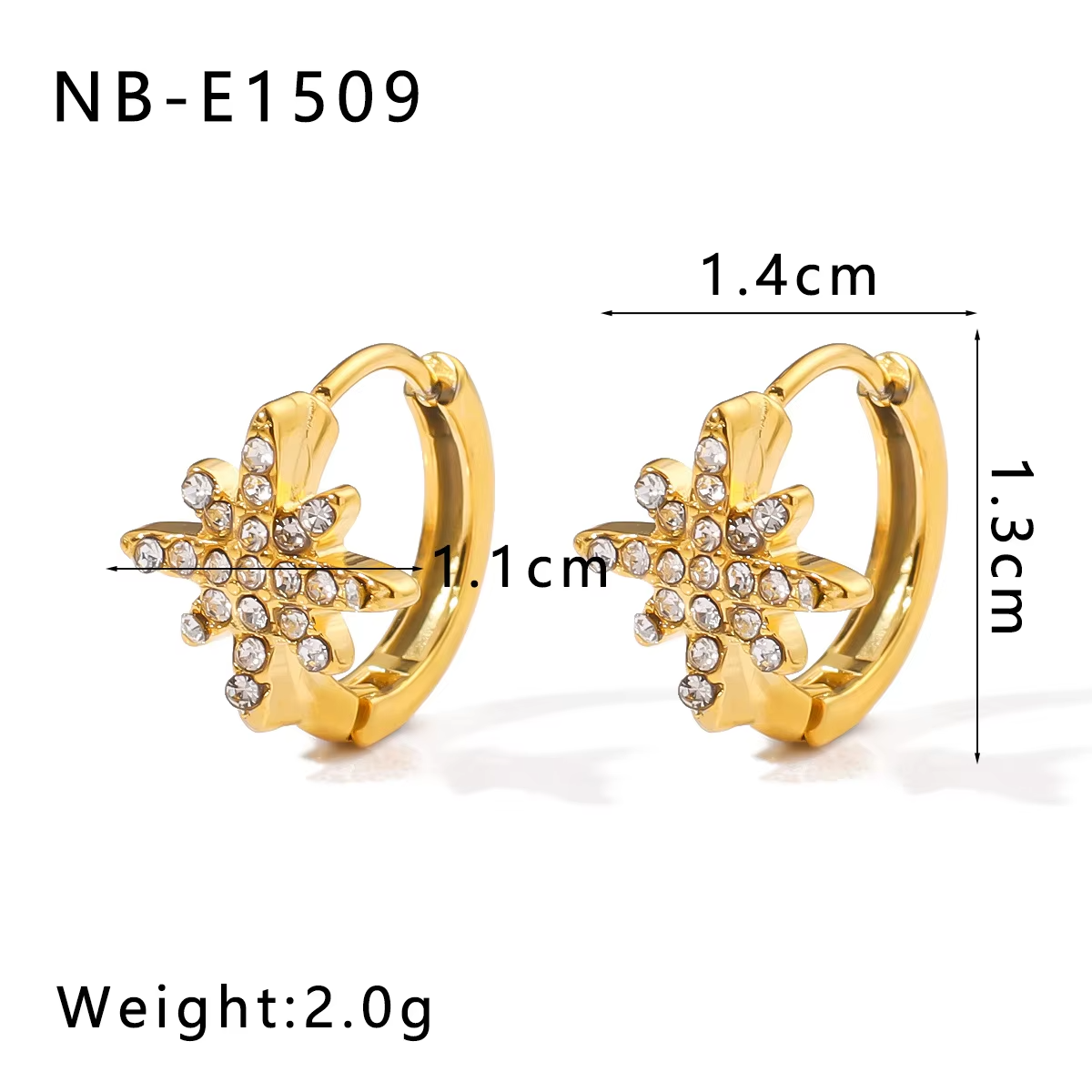 Stellar Radiance Hoops – Gold Mini Hoops with Star-Cut Zircon Shine