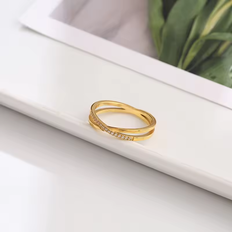 Serenity Spark Ring – Dainty Zircon Accent in 18K Gold plated