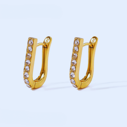 Gleam Curve Hoops – Gold-Toned Mini Hoops with Sparkling Zircon Accents