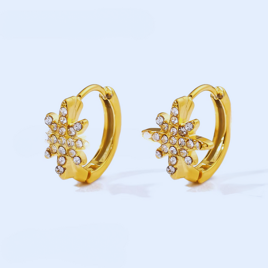 Stellar Radiance Hoops – Gold Mini Hoops with Star-Cut Zircon Shine